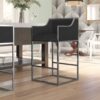 Velvet Black Hightop Barstool Black Frame - Image 2