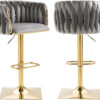 Opulent Velvet High Bar Chair- Grey - Image 2
